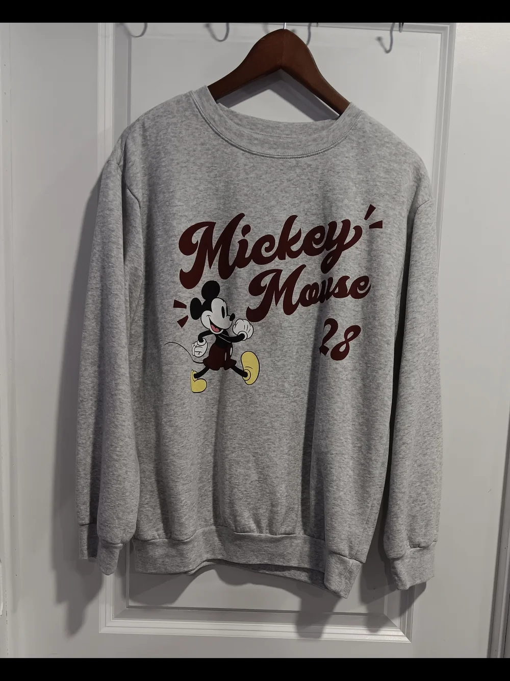 Disney Gray Crewneck Sweatshirt with Retro Mickey Graphic
